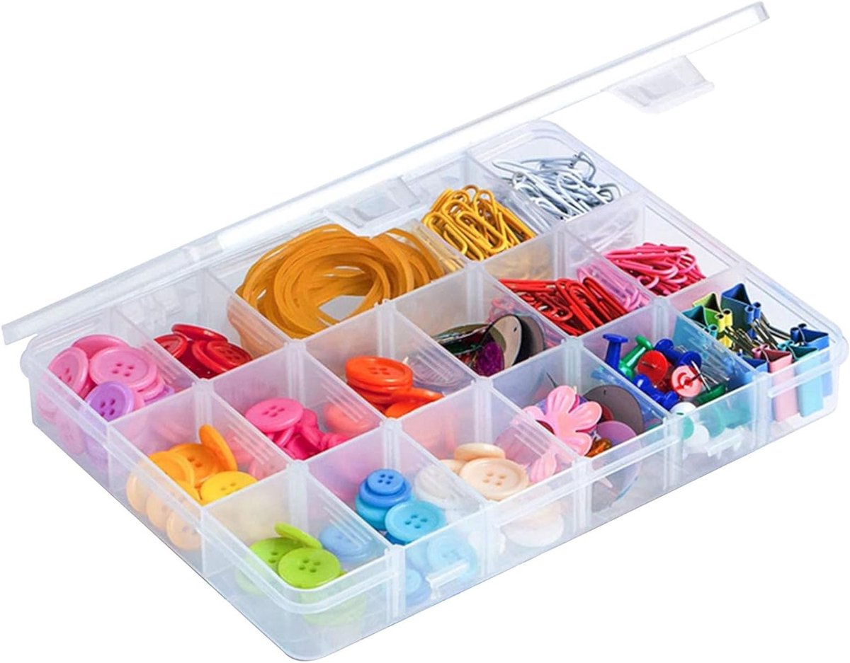 Snackdoos voor Kinderen met 18 Verwijderbare Compartimenten, Ideaal voor Tussendoortjes en Reizen (20 x 14.8 x 2.8 cm)