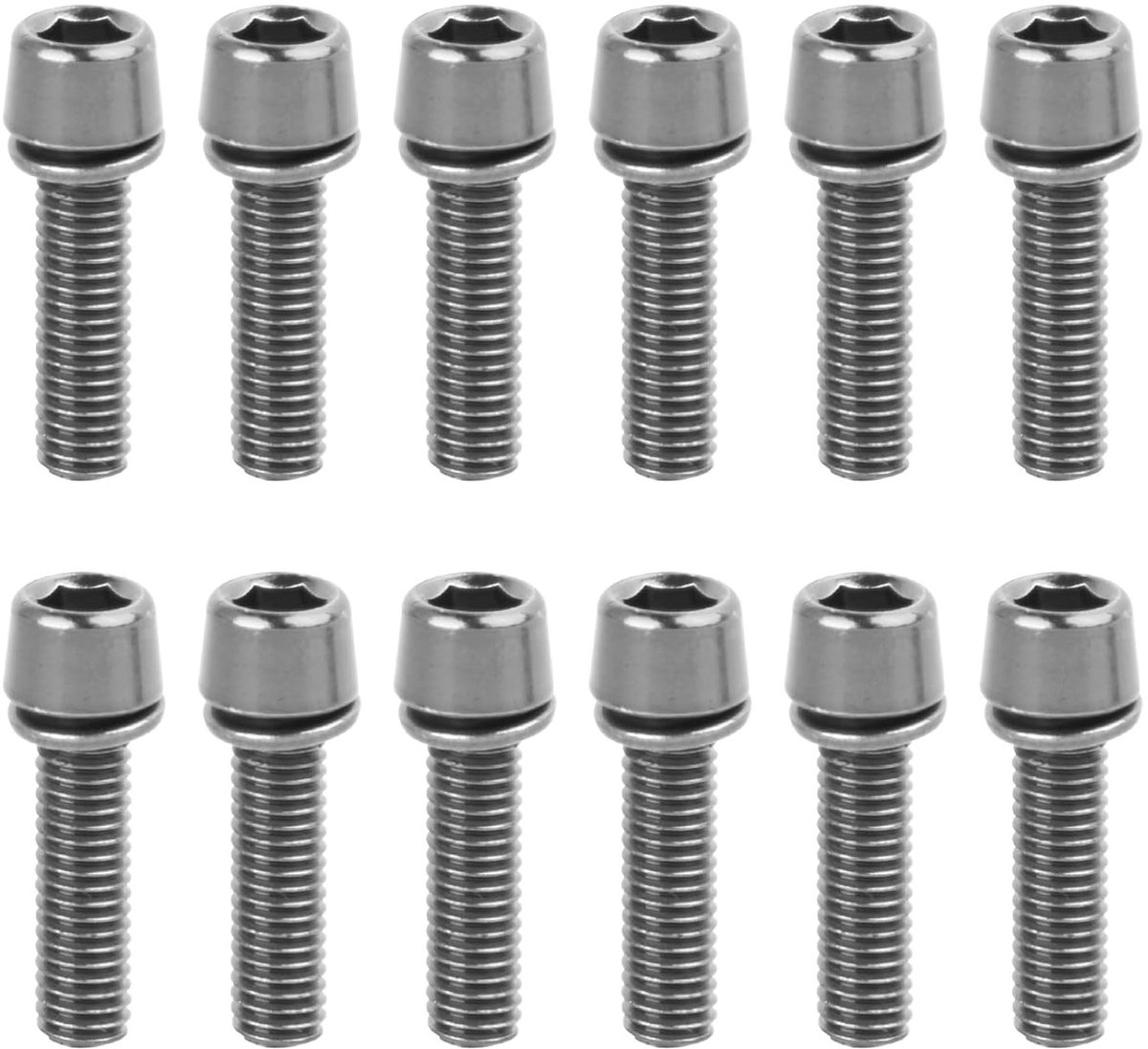 Handlebar Bevestigingsschroeven voor Fietsen, Set van 12, M5 x 18 mm, Inclusief Ringen, Geschikt voor Stuur en Stem van Mountainbike en Racefiets (Zilver)