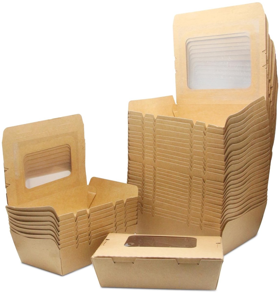 Dailygoody - Kraftpapierdoos voor Voedsel - 50-Delige Afhaalsaladebox - Biologisch Afbreekbare Voedselcontainers - Bruin - Olie- en Waterbestendig - G