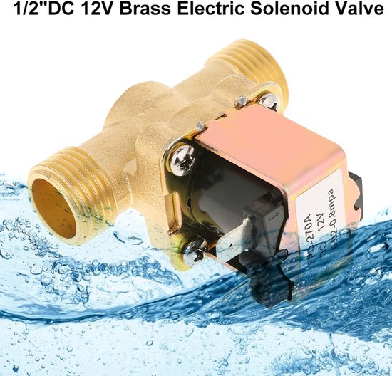 Dailygoody - OmGoods - Dailygoody - 1/2" Elektrische Solenoïde Ventiel - Messing, 12V, Normaal Gesloten voor Waterbeheersing — afbeelding 3