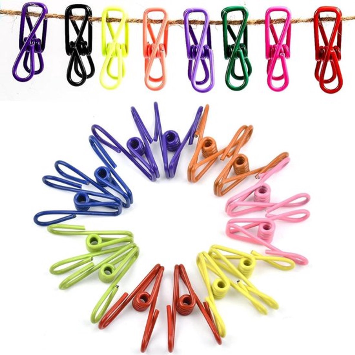 12 stuks zakclips voor voedselopslag - stalen en PVC-gecoate voedselzakclips, afdichtingsclips - herbruikbare clips voor diepvrieszakken, multifunctionele voedselknijpers, wasknijpers, zakclips - Willekeurige kleur
