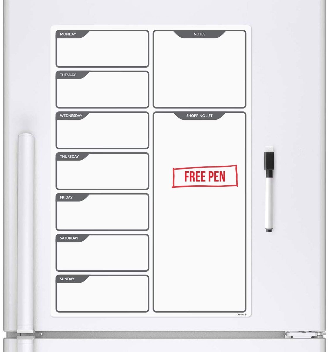 Dailygoods - Dailygoody - Magnetisch Whiteboard - Drooguitwisbaar - A3 Formaat - Keuken Memo Bord - Dag Planner - Perfect voor Thuis en Kantoor