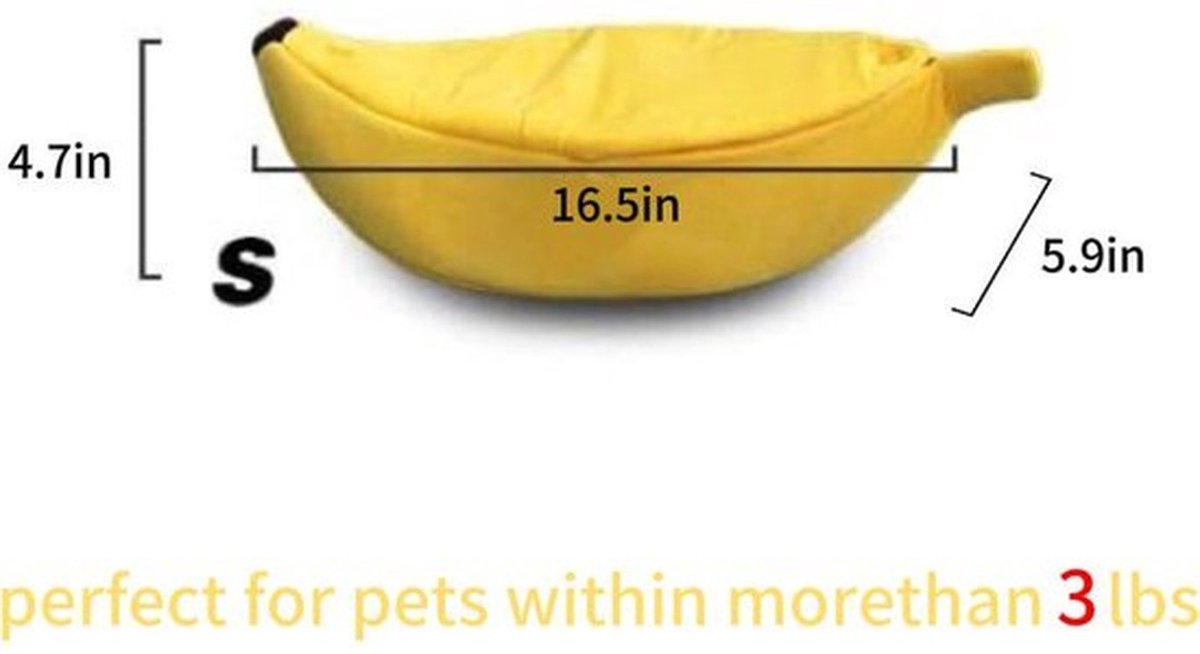 Schattig bananen kattenbed - Klein - Kerst dierenbed - Zacht en warm kattenbed - Leuke dierenbenodigdheden voor katten, kittens, konijnen en kleine honden - Geel – foto 2