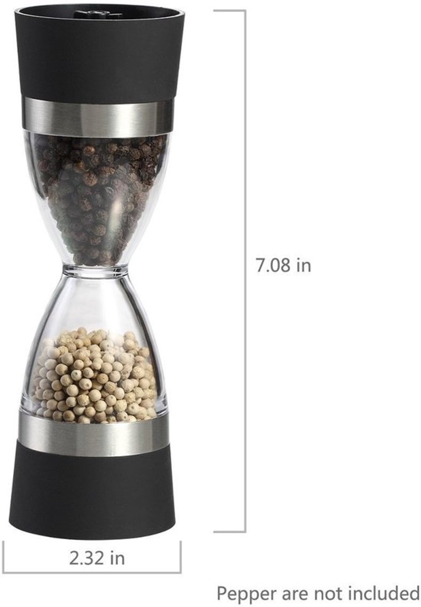 Handmatige peper- en zeezout maalfles van roestvrij staal