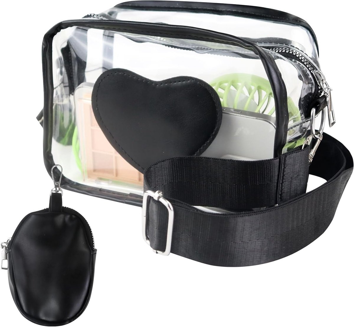 Transparante Schoudertas voor Vrouwen, 2-in-1 Crossbody Tas met Portemonnee, Waterdicht, Ideaal voor Concerten en Feesten
