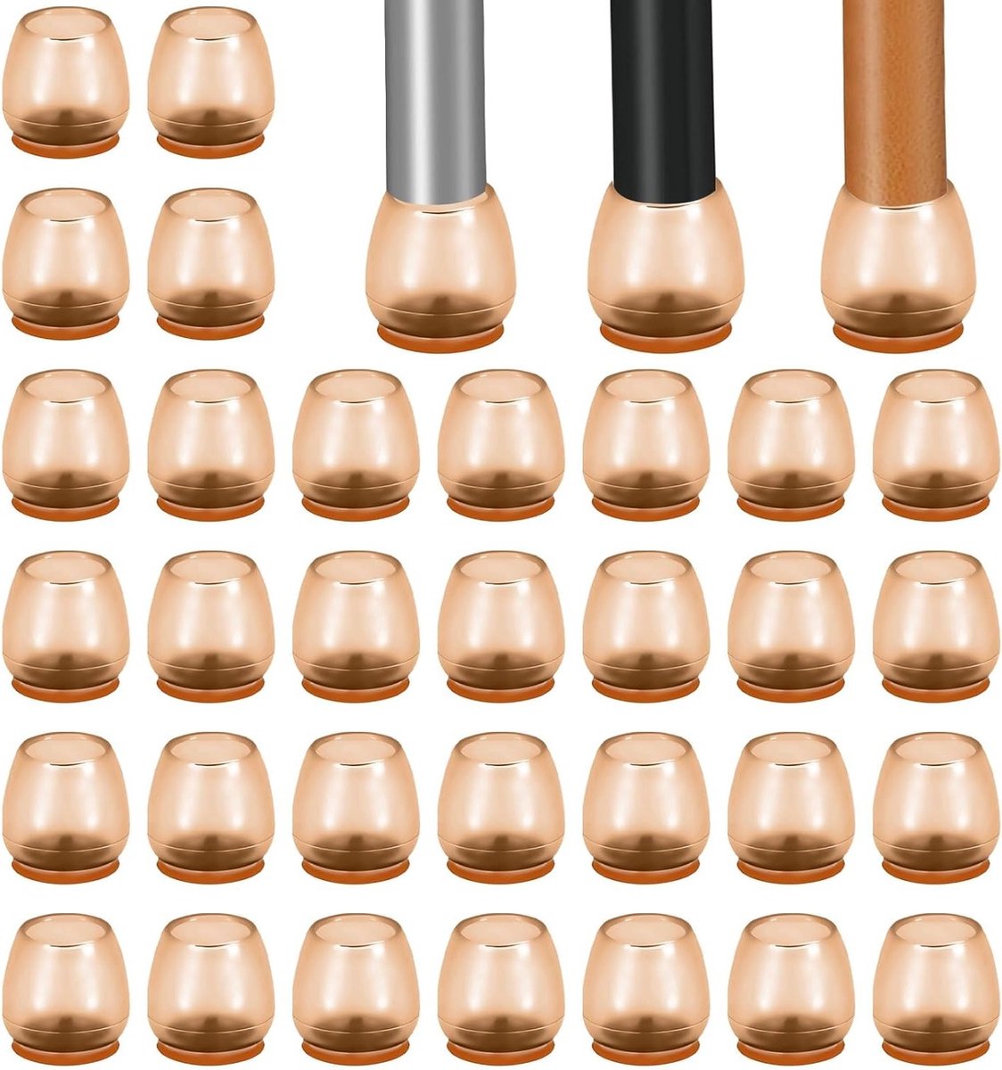 Set van 32 Bruine Stoelbeschermers met Vilt Pads voor Tafel- en Stoelpootbescherming 17-21mm