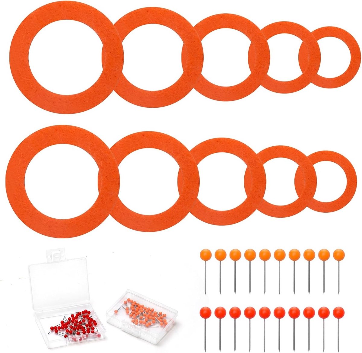 10 Stuks Oranje Vilt Dart Oefenringen met 100 Stuks Spijkers, Dart Accessoires voor Beginners, Dartbord Bescherming en Training