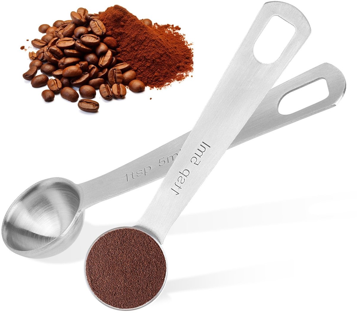 Dailygoods - Cosensi - Dailygoody - Mini-maatlepels - Maatlepel 5ml - Roestvrij staal - Koffielepel - Ideaal voor bakken en koken - Geschikt voor thuis - Zilver