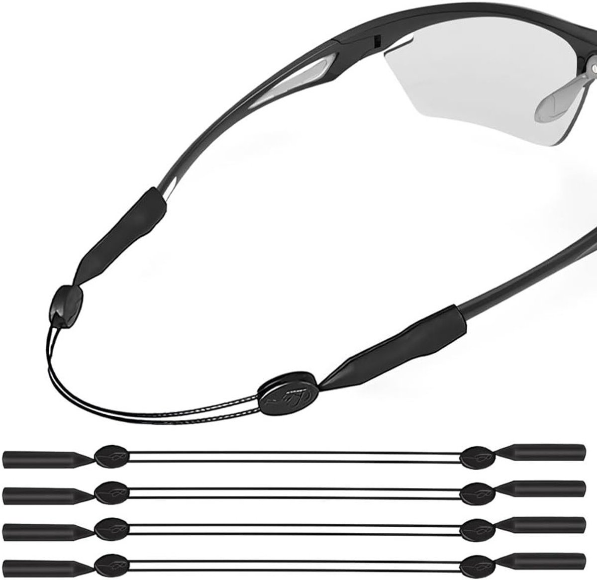 Verstelbare en Waterdichte Sportbril Strap voor Heren en Dames - Set van 4 Silicone Brilbanden voor Actieve Sporten en Outdoor Activiteiten