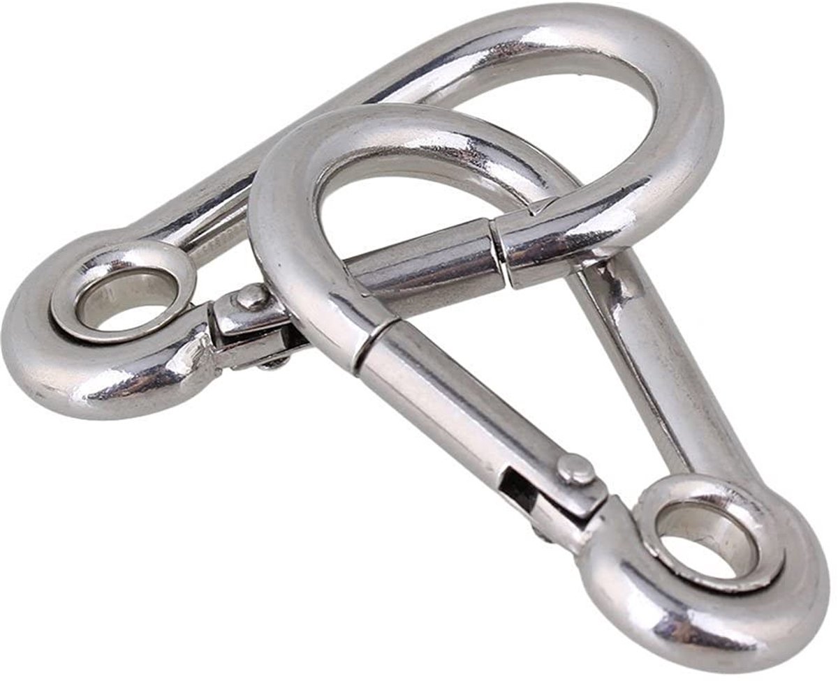 Dailygoods - Dailygoody - Karabijnhaak - Roestvrij staal - Sterk en duurzaam - M5-M12 - Voor zeil en camping - Handig voor buitenactiviteiten