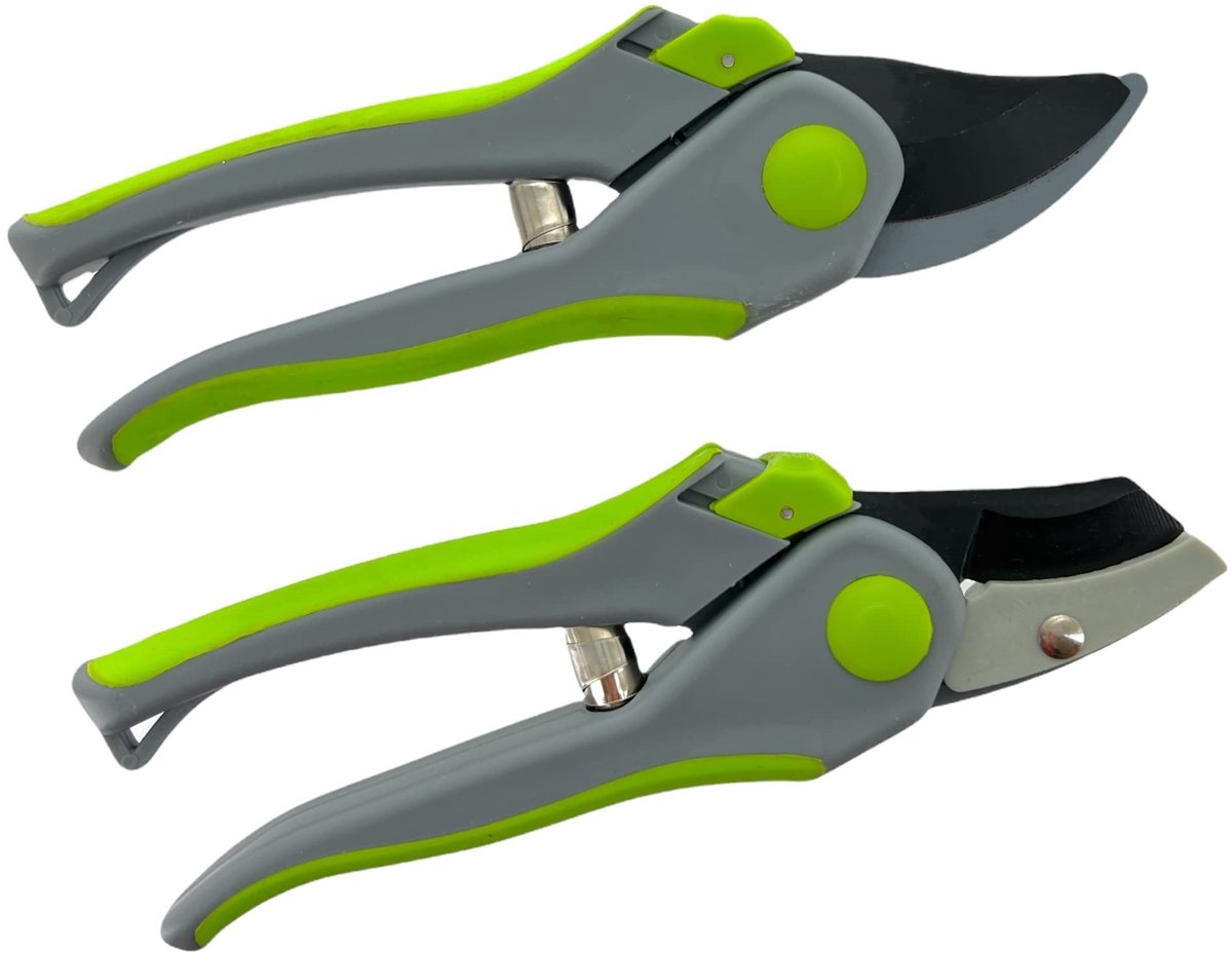 Dailygoods - Cosensi - Dailygoody - Snoeischaar Set - Bypass en Anvil - Comfortabele grip - Grey/Green - Tuinwerk - Geschikt voor links- en rechtshandigen