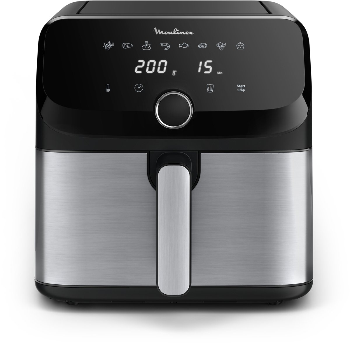 Moulinex Easy Fry Mega EZ855D20 friteuse Enkel 7,5 l Vrijstaand Heteluchtfriteuse Zwart, Roestvrijstaal