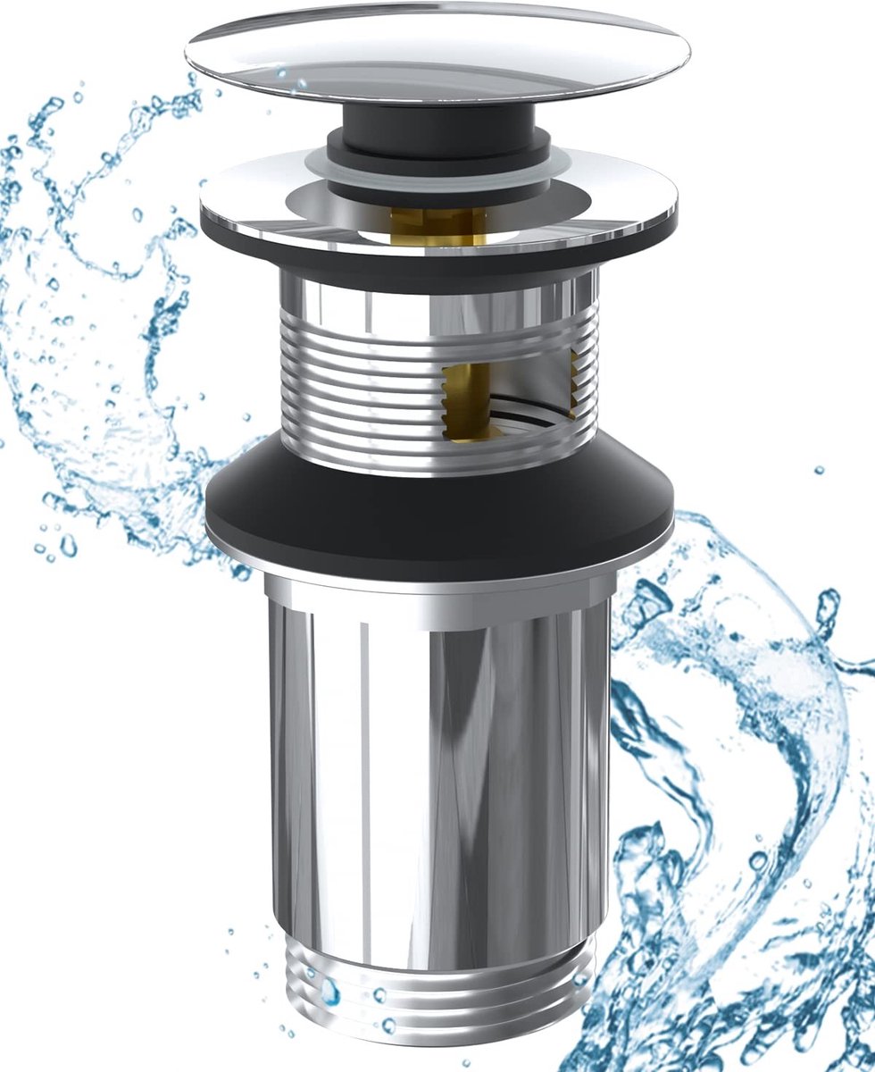 Dailygoods - Dailygoody - Wastafelstekker - Pop-up systeem - Verchroomd - Afvalplug - Geschikt voor badkamerwastafels - 1 1/4 inch