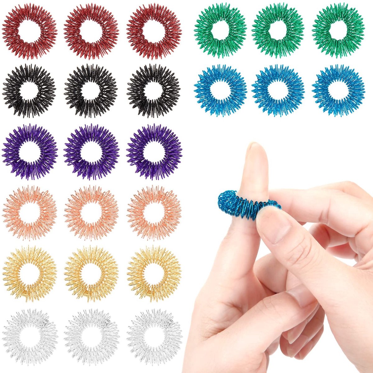 Dailygoods - Set van 32 Acupressuurringen voor Stressvermindering