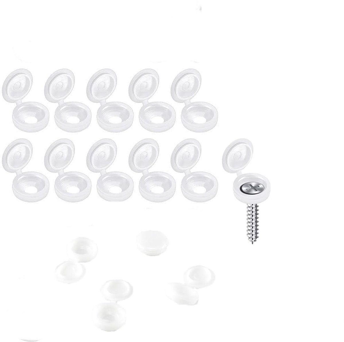 Dailygoods - Dailygoody - Schroefdoppen - 100 Stuks - Decoratief en Beschermend - Wit - Schroefdeksels - Ideaal voor Verbergen van Schroeven - Voor Schroeve...
