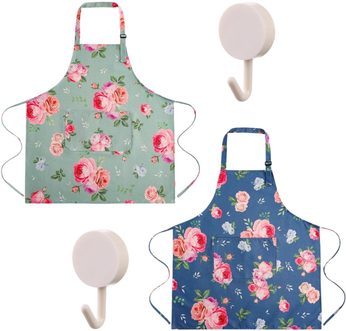 Dailygoods - Waterdicht Schort met Bloemenpatroon Set van 2