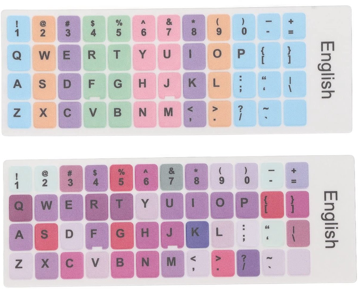 Dailygoods - Dailygoody - Engelse Toetsenbordstickers - Kleurrijke Toetsenbordstickers - Waterdicht en Stofdicht - PVC Materiaal - Geschikt voor Laptop en Desktop