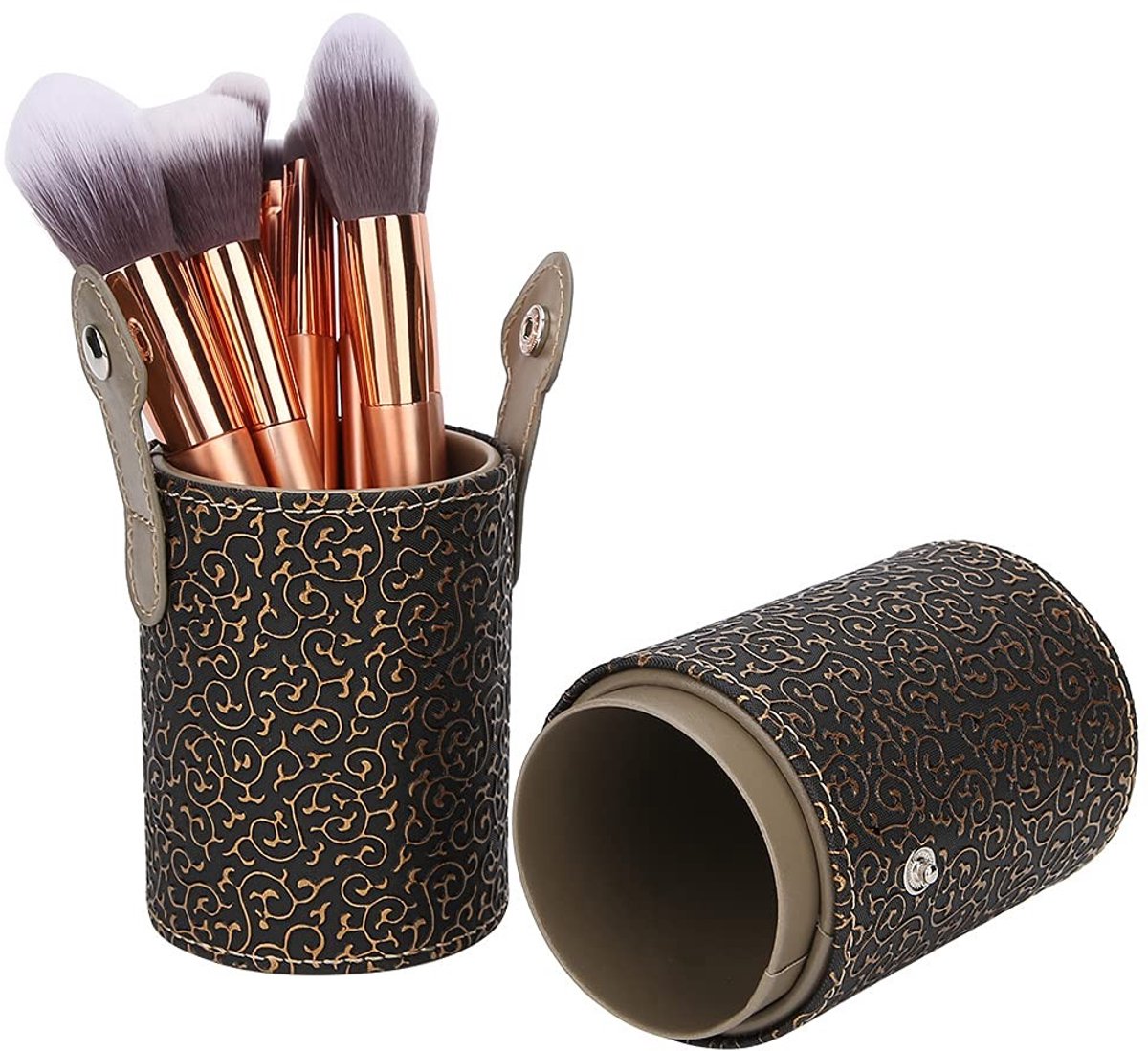 Dailygoods - Dailygoody - Makeup Borstelhouder - Luxe PU Leder - Elegante en Ruime Make-up Organizer - Brons - Perfect voor Schoonheidsspecialisten - Handig e