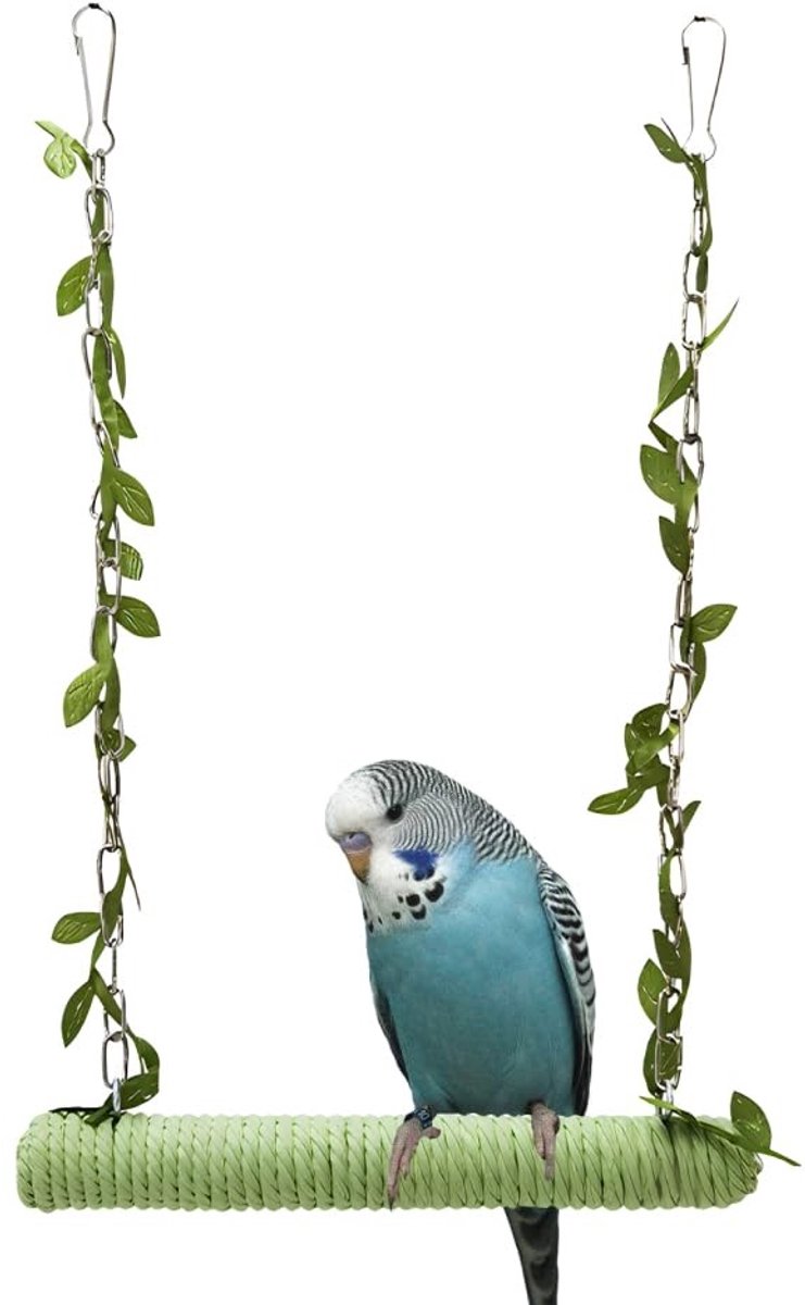Dailygoods - Vogelschommel met Houten Papegaaienstandaard en Haken