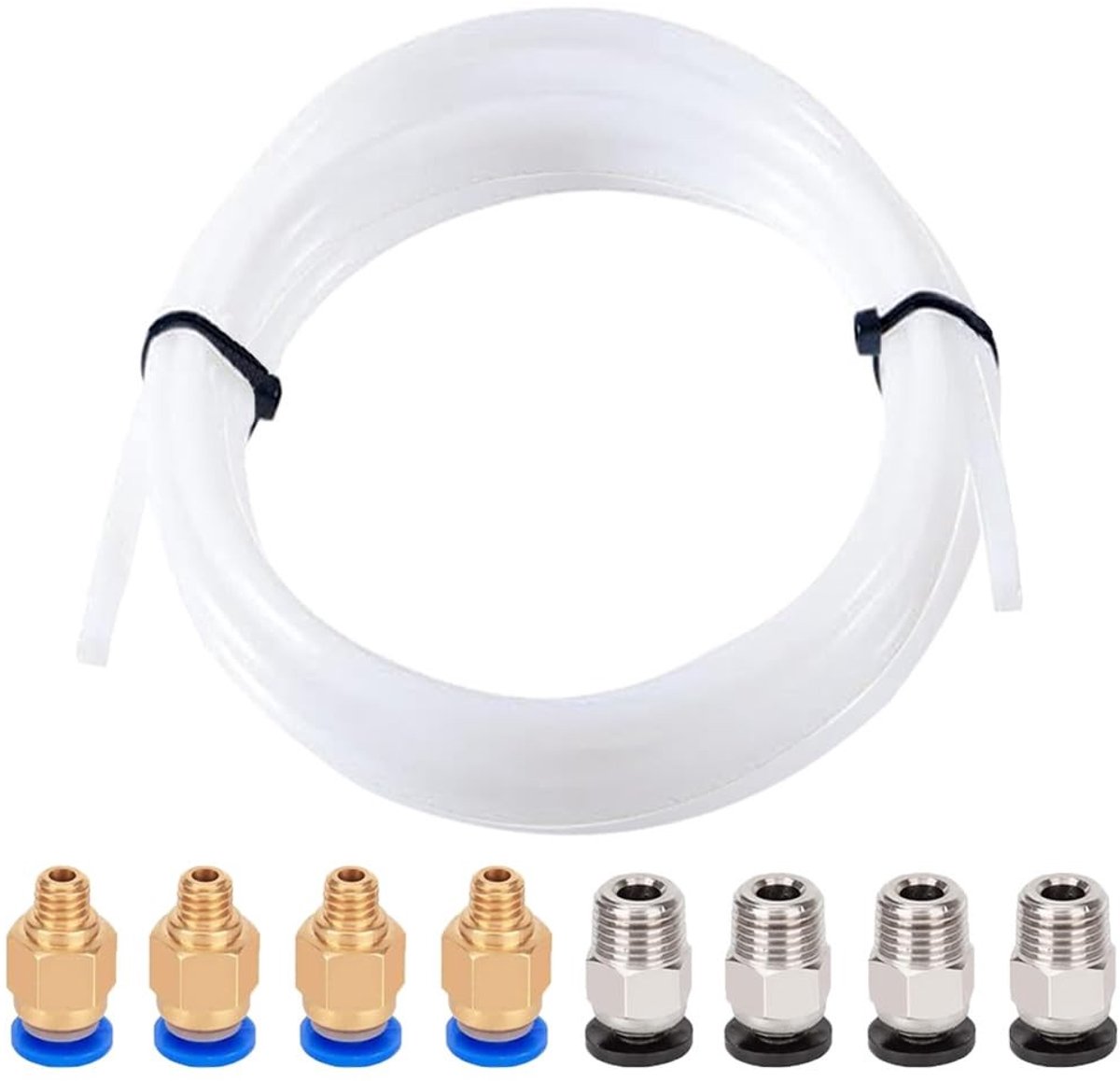 Dailygoods - Dailygoody - 5 Meter Slang - Voor 3D-printer - Inclusief Pneumatische Stekkers - Wit - Flexibel en Duurzaam - Geschikt voor Diverse 3D-toepassingen
