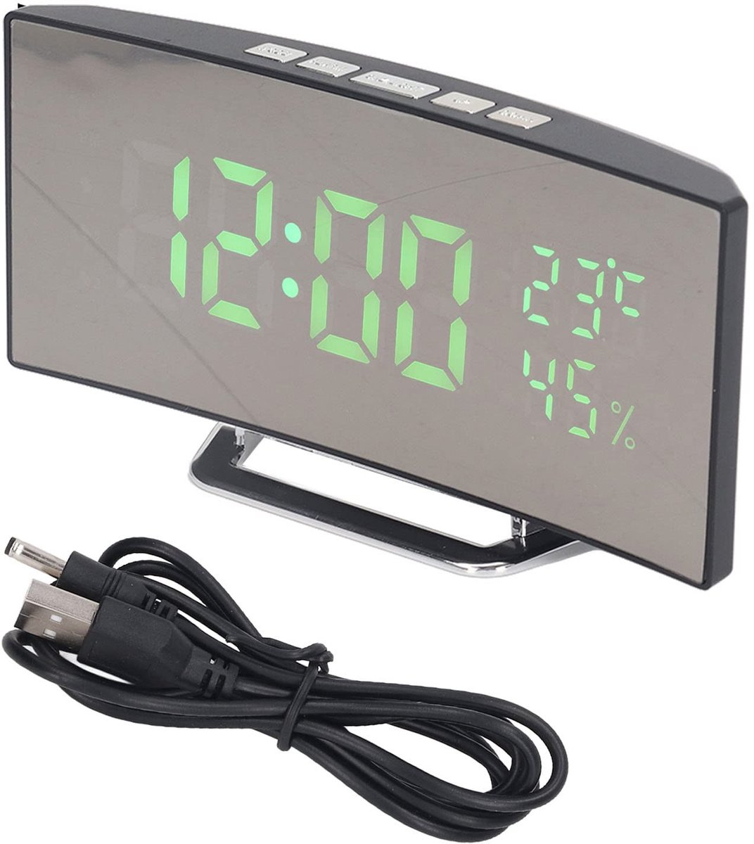 Dailygoods - Dailygoody - LED digitale klok - Groot lettertype - Energiezuinig - Groen licht - Bureau wekker - Geschikt voor slaapkamer en kantoor
