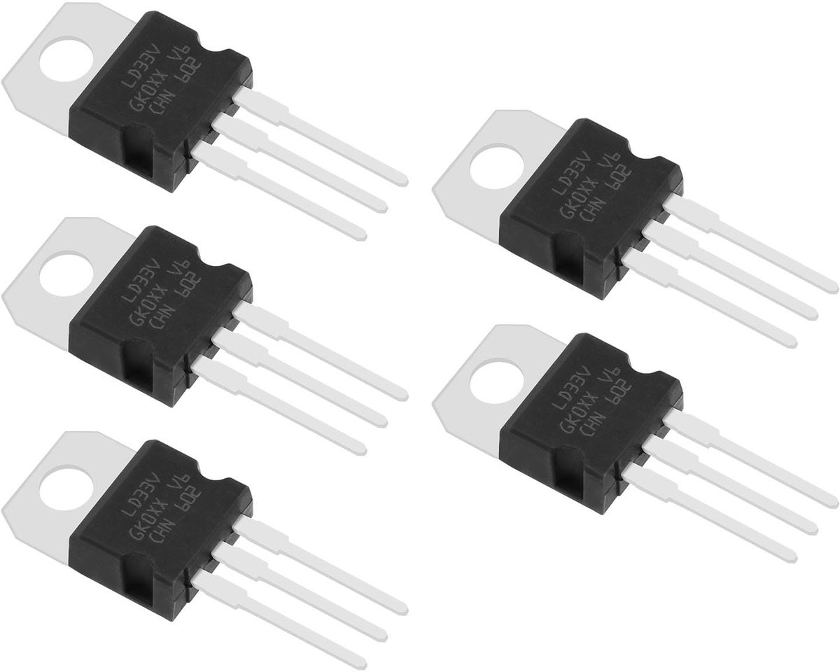Dailygoods - Dailygoody - LD1117V33 Spanningsregelaar - Hoge Precisie - TO-220 Formaat - Laag Spanningsverlies - 5 Stuks - Geschikt voor Elektronica Projecten