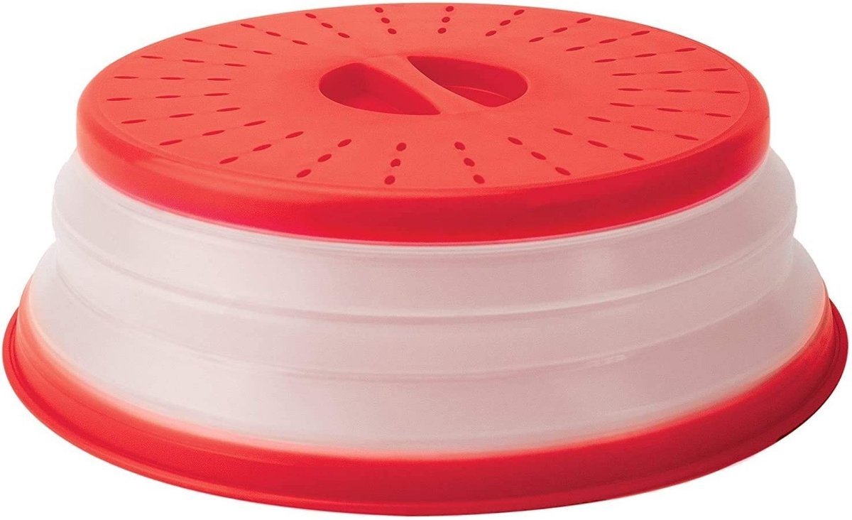Dailygoods - Dailygoody - Opvouwbare magnetron-afdekhoes - Magnetronaccessoires - Vaatwasmachinebestendig - Rood - Stoomafvoer - Geschikt voor groenten en fruit