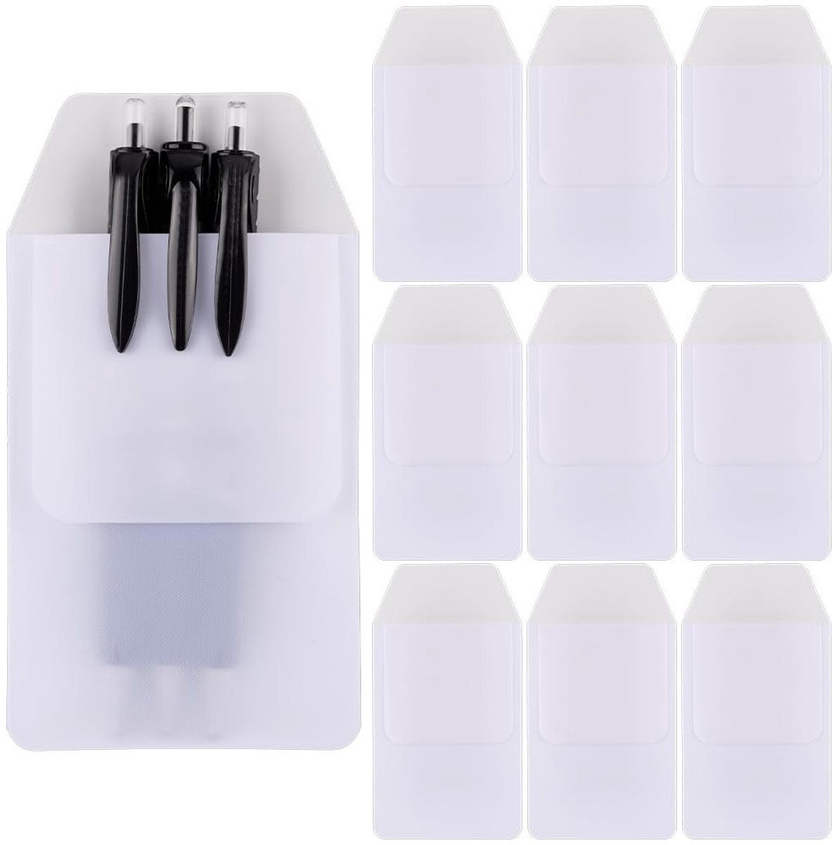 Dailygoods - Dailygoody - Pen Beschermers - PVC Pocket Pouches - Witte kleur - School en Kantoor - Bescherming voor pennen - 10 Stuks - Handig en duurzaam
