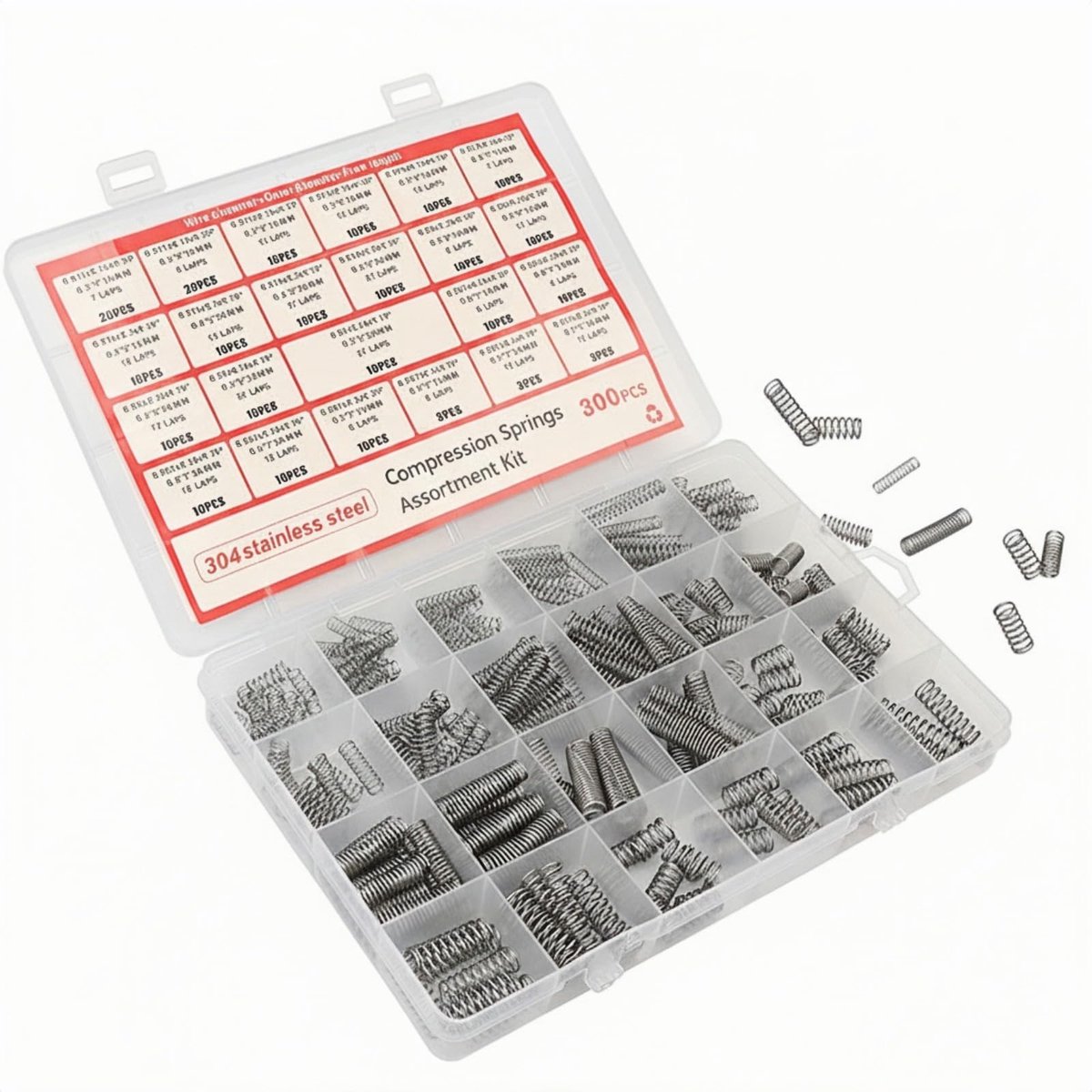 Dailygoods - Set van 300 Drukveren Assortiment in Roestvrijstaal
