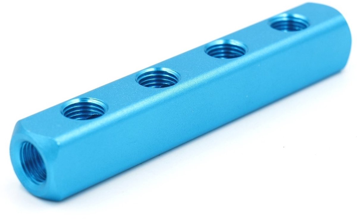 Dailygoods - Dailygoody - Pneumatische Manifold - 7-poorts Snelkoppeling - Compacte maat - Luchtslang Aansluiting - Ideaal voor Industrie - Corrosiebestendig