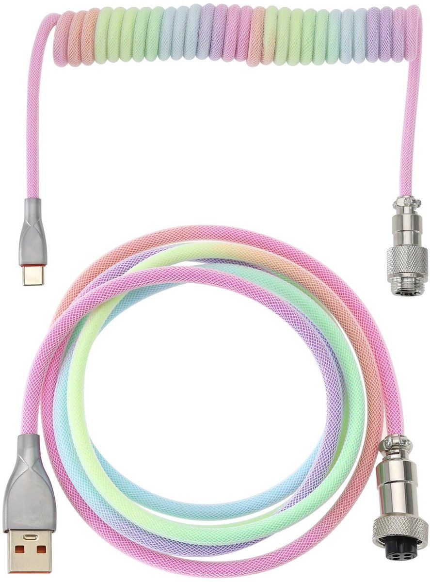 Dailygoods - Dailygoody - Gevlochten mechanische toetsenbordkabel - USB-C naar USB-A - Duurzaam en robuust - 150 cm - Gaming toetsenbord kabel - Perfect voor gamer