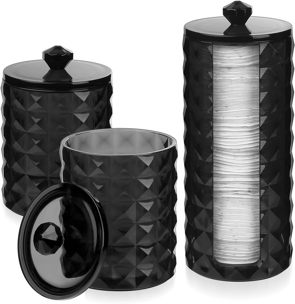 Set van 3 Opbergdozen voor Wattenstaafjes, Katoenen Pads en Cosmetica - Badkamer Organizer voor Make-up en Haaraccessoires