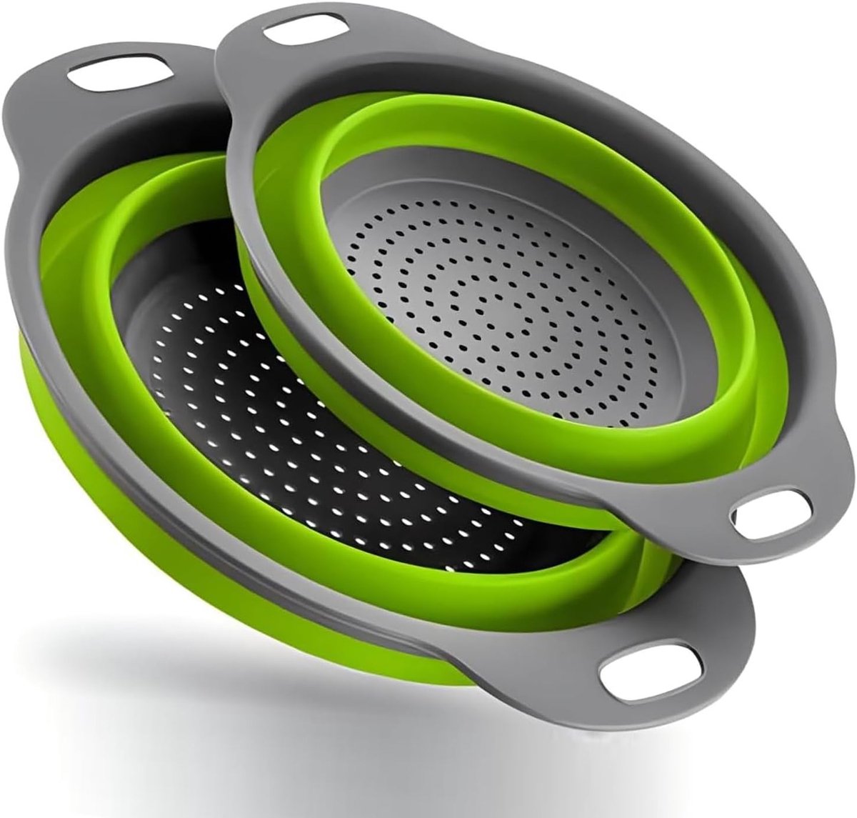 Vouwbare Silicium Pastascheider Set van 2, Ruimtebesparende Keukenzeef voor Pasta, Groenten en Fruit, 1.5 en 2 Liters, Vaatwasserbestendig en BPA-vrij