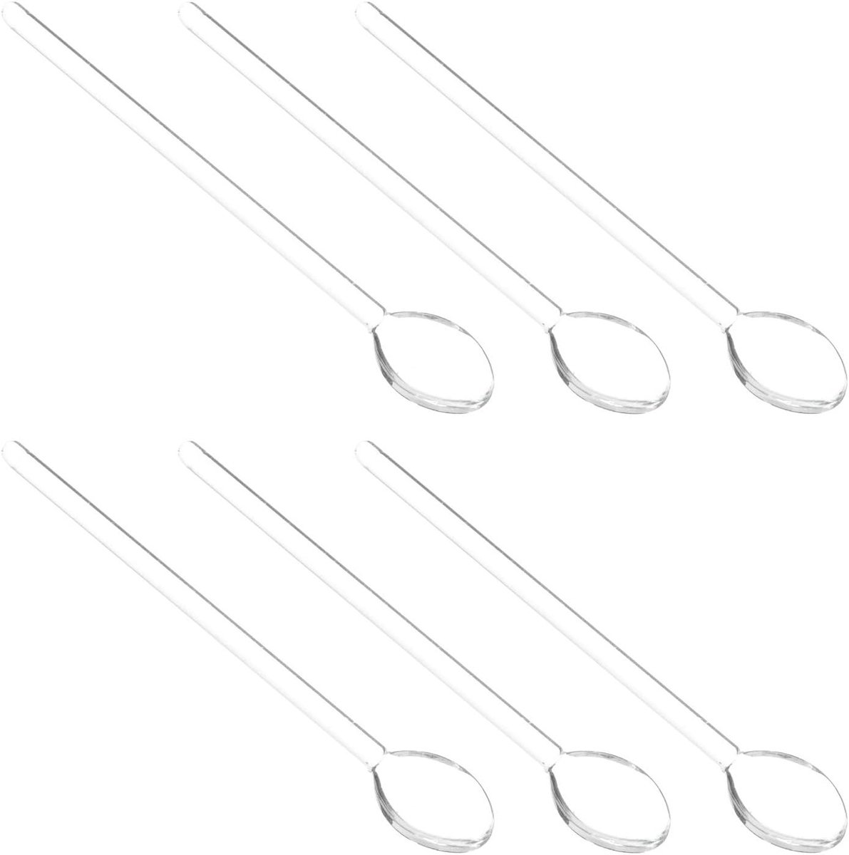 Set van 6 Borosilicaat Lepels voor Roeren, Ideaal voor Koffie, Soepen en Desserts