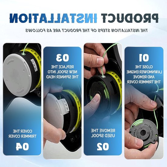 Set van 4 Vervangende Draadspoelen voor Trimmers, 2.0 mm Dikte, 6.1 m Lengte, Geschikt voor Diverse Merken — afbeelding 4