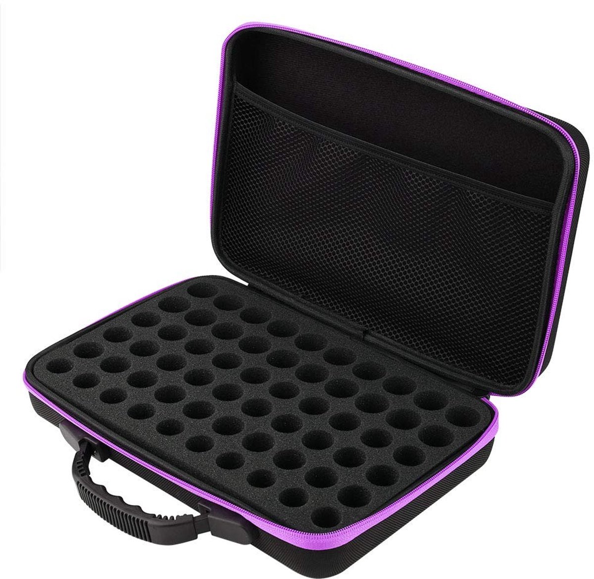 Dailygoods - Dailygoody - Etherische Olie Draagtas - Schokbestendige Opslaghouder - Paars - Organisator voor 60 Flessen - Geschikt voor Aromatherapie - Perfect voo