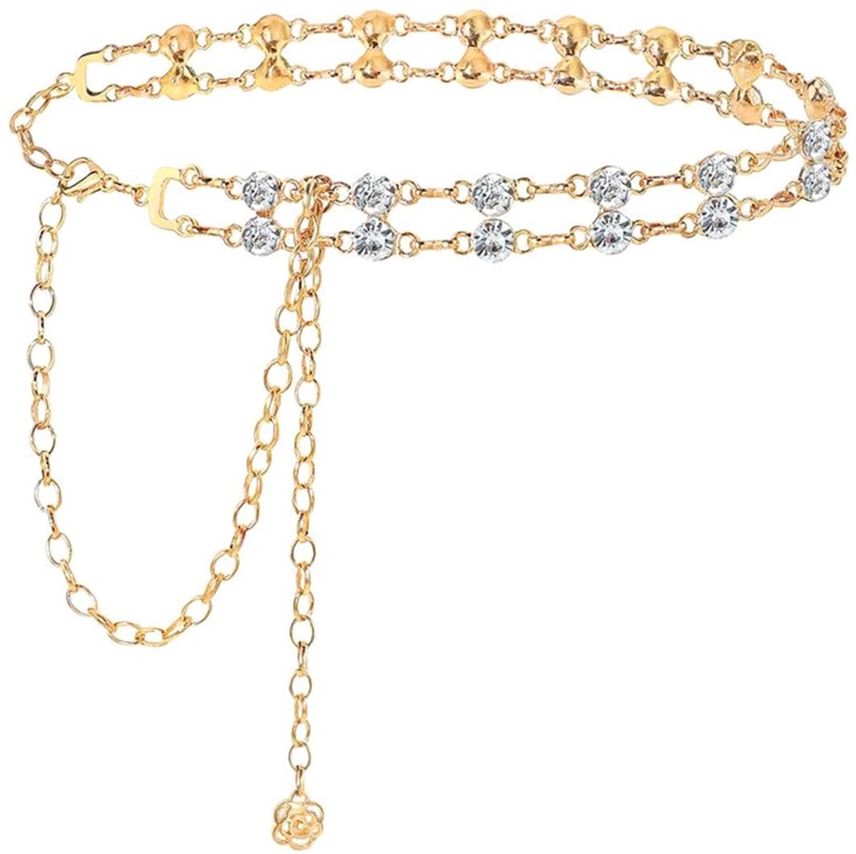 Dailygoods - Dailygoody - Strass-tailleriem - Glinsterende riem - Elegant design - Verstelbare schakels - Kristallen tailleketting - Geschikt voor dames en meisjes...