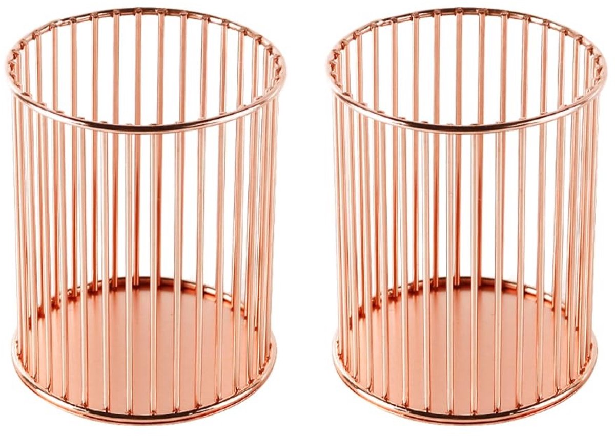 Dailygoody - Potloodhouder - Metalen pennenhouder - Stijlvol en elegant - Roségoud - Organizer voor make-upkwasten - Geschikt voor kantoor en thuis