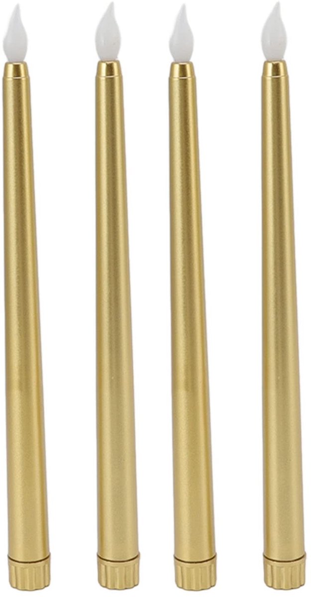 Dailygoody - Led kaarsen - Rook elektrische kaarsen - Veilig en milieuvriendelijk - Gouden conische kaarsen - Voor feest en bruiloft decor - Set van 4