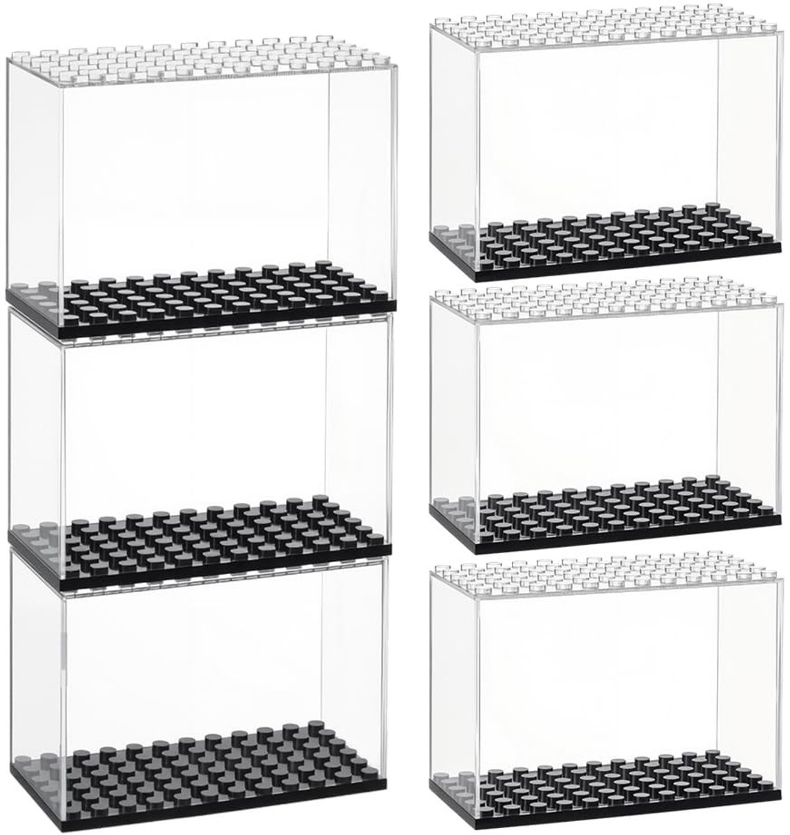 Dailygoody - Mini Figuur Display Box - Stapelbaar - Transparant - Collectie Minifiguur Opslag - Perfect voor Tafelblad - 6 Stuks