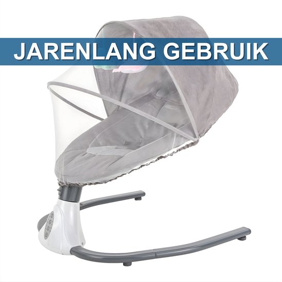 Elektrische Babyschommel - Baby Rocker met Afstandsbediening en USB - Opvouwbare Draagbare Wiegstoel voor 0–12 Maanden - Lichtgrijs — afbeelding 4