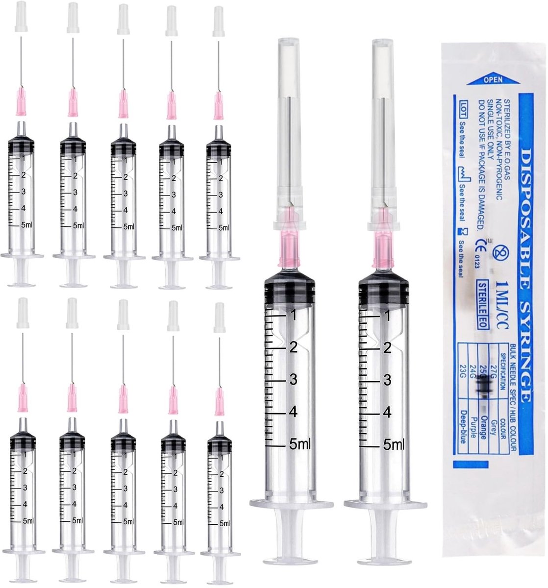 Dailygoody - 12-delige spuit - Luer-kunststof spuit - Voor nauwkeurige metingen - 2 ml - Geschikt voor medische en creatieve projecten - Perfect voor ...