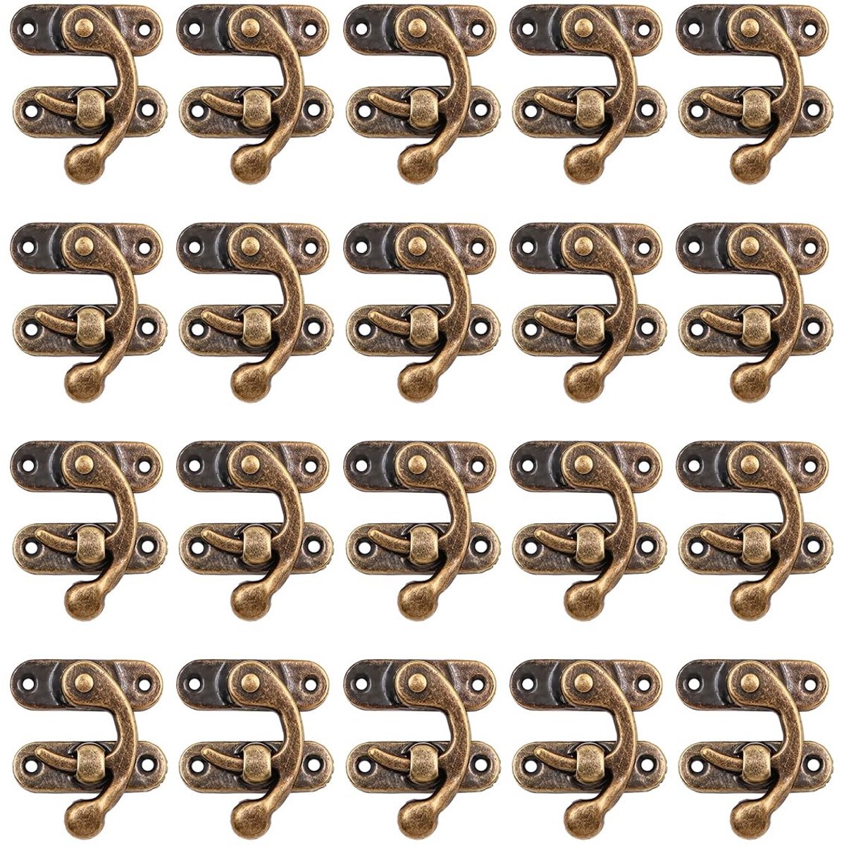 Dailygoody - Antieke Klink Haak - Vintage Hoorn Haak - Eenvoudig te Monteren - Brons - DIY Wijn Gift - Geschikt voor Houten Dozen