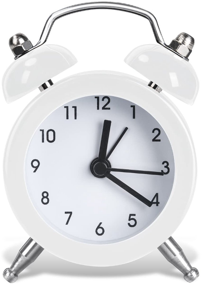 Dailygoody - Analoge wekker - Retro design - Luid alarm - Wit - Geschikt voor kinderen - Geen lawaai - Eenvoudige alarminstelling