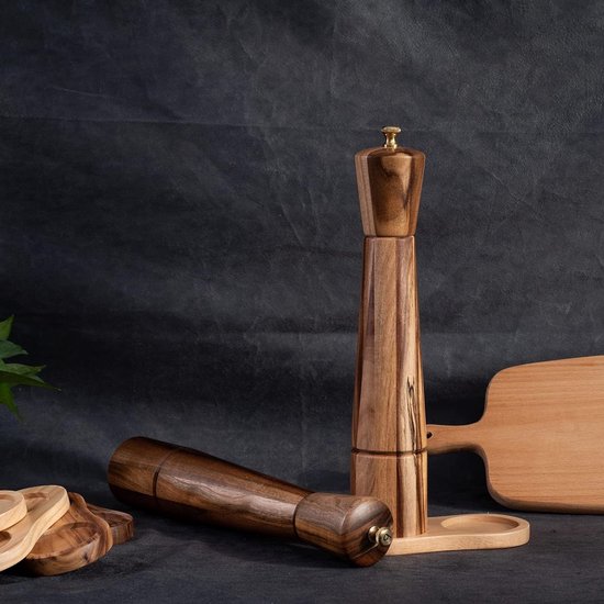 Houten Tray voor Peper- en Zoutmolens, 6 cm Binnen Diameter, Bescherming voor Eettafel en Keukenaccessoire — afbeelding 2