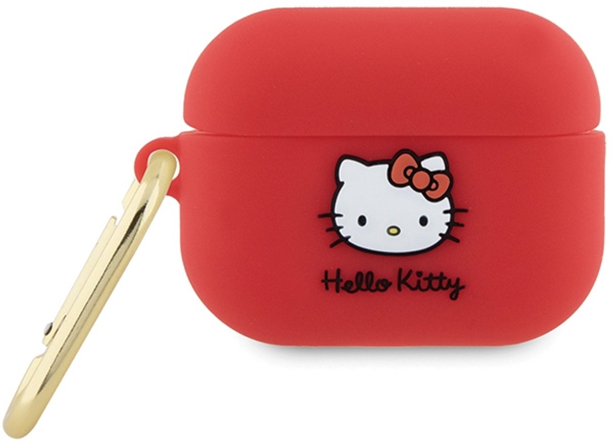 Hello - Kitty - siliconen 3D Kitty-hoofdhoes voor AirPods Pro - 2 - (2022/2023) - rood