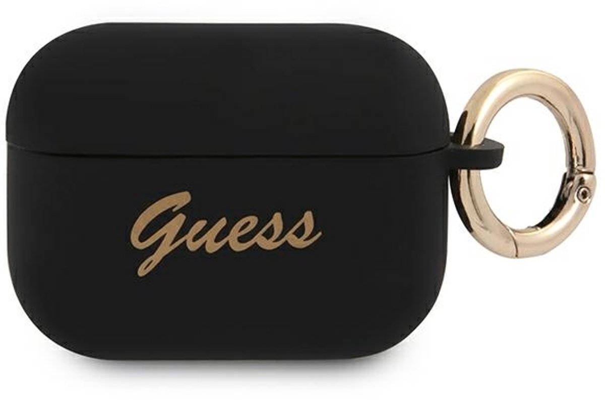 Guess - GUAPSSSK - AirPods Pro cover zwart/zwart siliconen Vintage Script