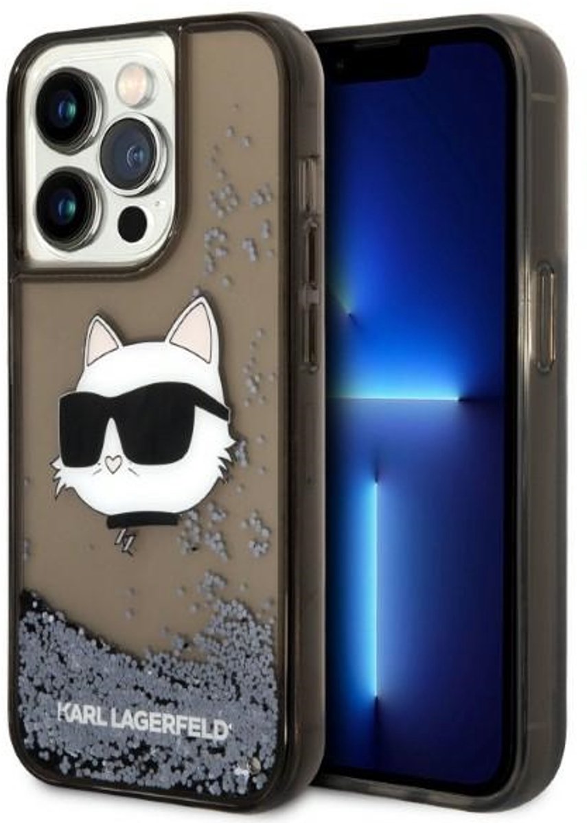 Karl - Lagerfeld - KLHCP14LLNCHCK iPhone - 14 - Pro - 6.1 - zwart/zwart - hardcase - Glitter - Choupette - Head