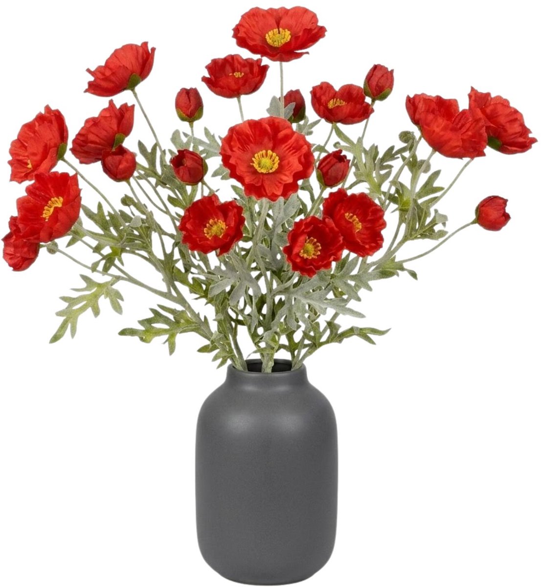 Mica Decorations Kunstbloem Klaproos Poppy - 8x - H62 cm - rood - kunststof - stelen kunstbloemen - boeket - roodn bloemetjes
