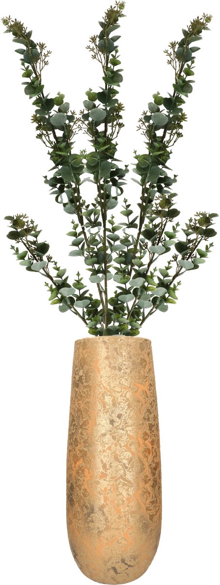 Bellatio Design Kunstplant sierttakken Eucalyptus luxe - 4x - 119 cm - lichtgroen - bladgroen - decoratief